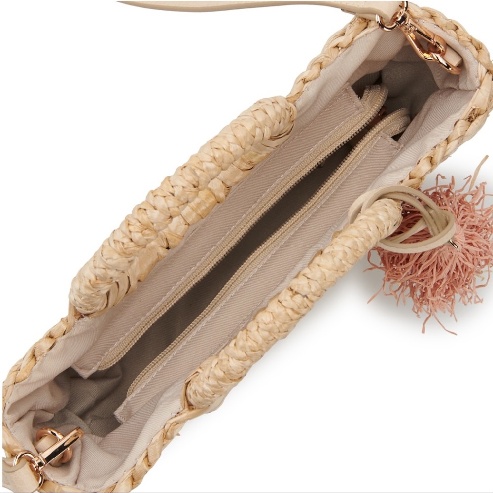 New! Small Half Moon Straw Tote Boho Crossbody Bag - Picture 2 of 10